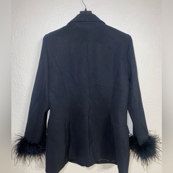 Fashion Nova Black Blazer with Feather Cuffs - Picture 5 of 5